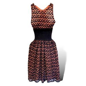 ALAÏA PARIS Orange/Coral & Black STUNNING Crochet Dress
